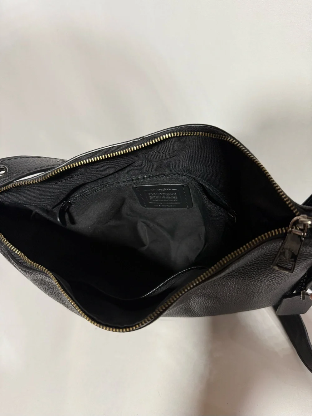 Coach Black Pebbled Leather Shoulder Bag with Adjustable Strap